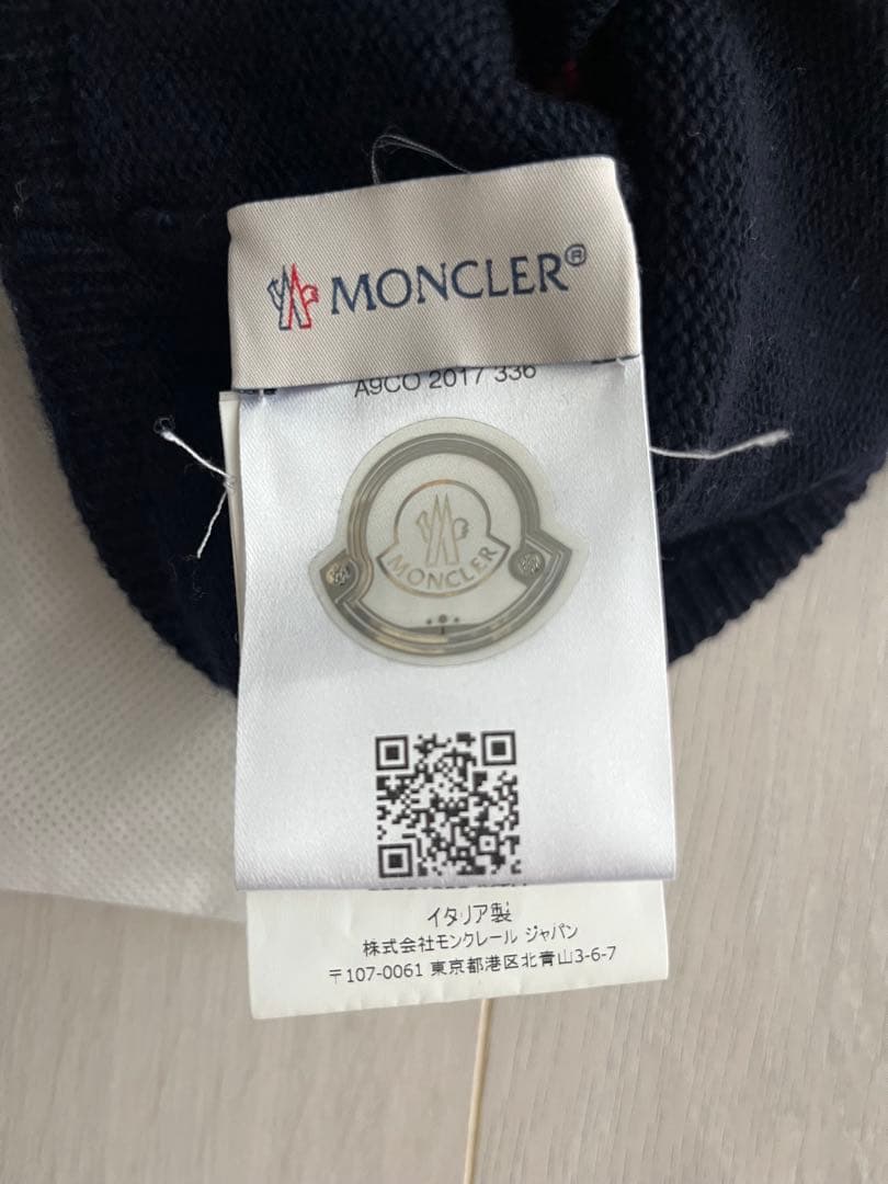 MONCLER ニット帽 ネイビー/レッド