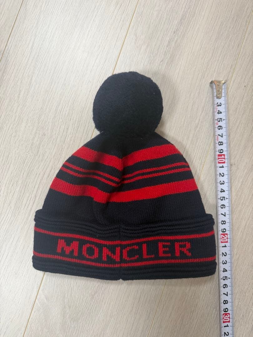 MONCLER ニット帽 ネイビー/レッド