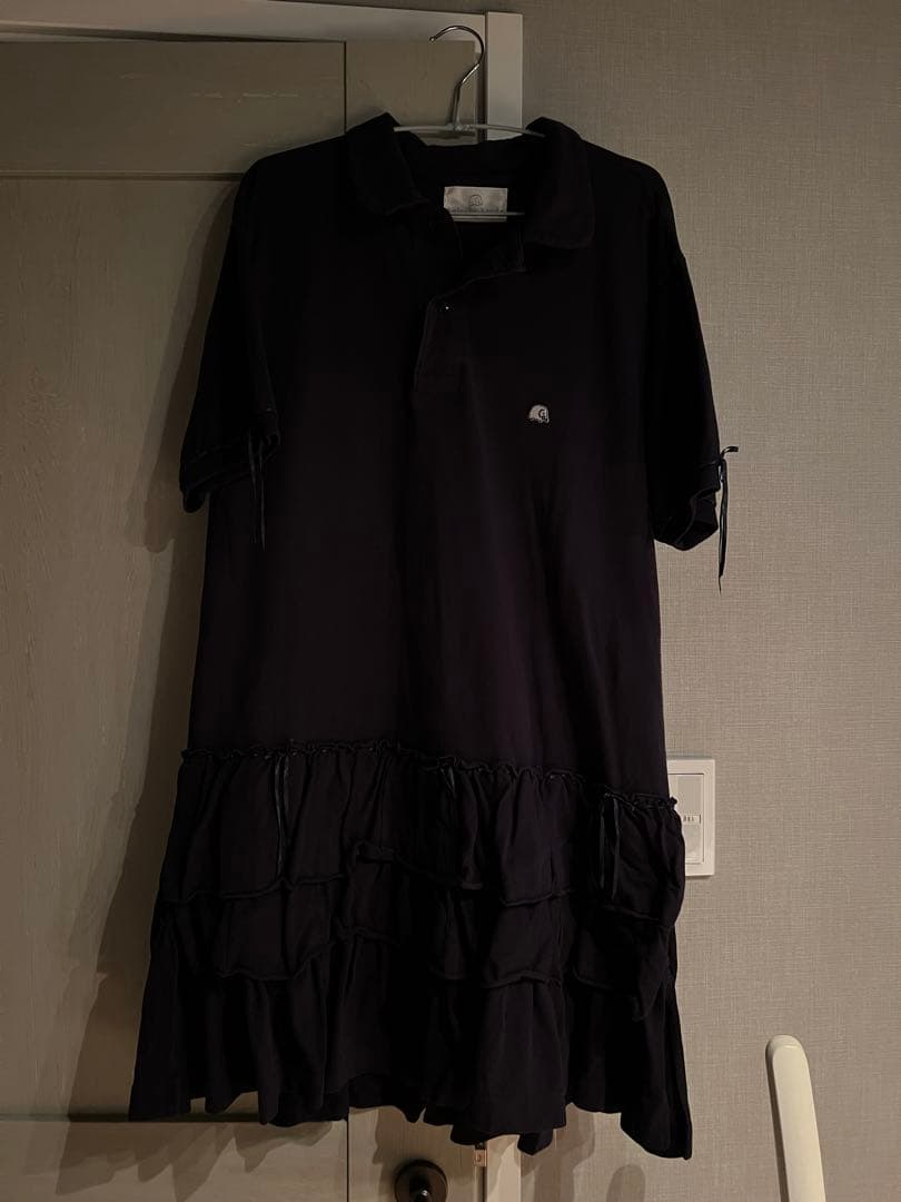 keisuke kanda リボン縫いのポロシャツワンピース 紺