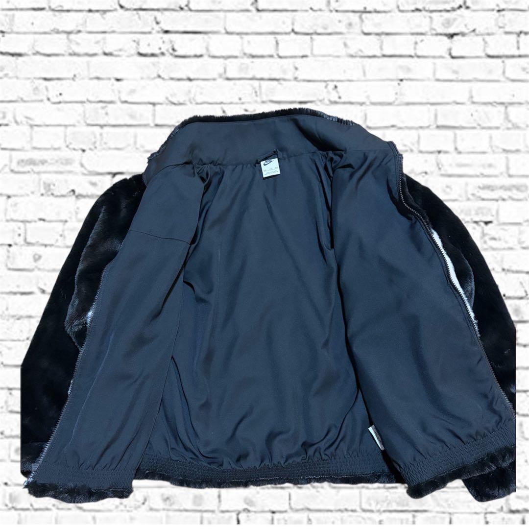 NIKE ナイキ ビッグスウッシュ ボアジャケット 黒 フェイクファー