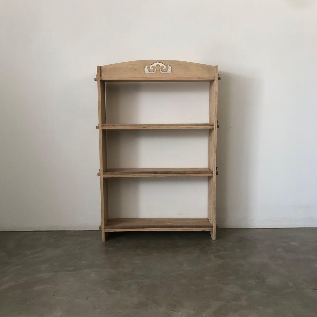 レトロ　アンティーク　古道具　古家具　剥離家具　ストリップド　本棚　食器棚