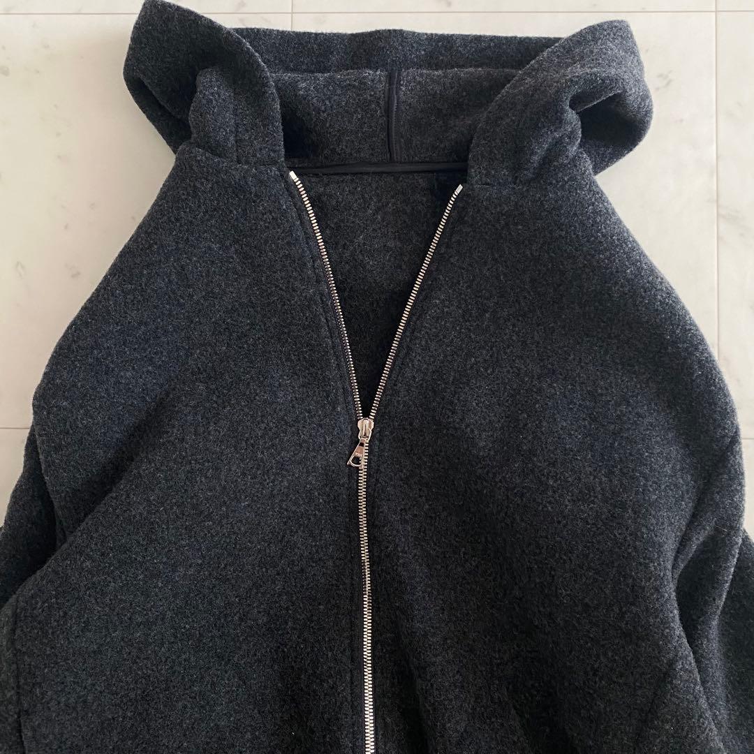 極美品 アドーア ウールダブルフリースパーカー チャコール 近年 38