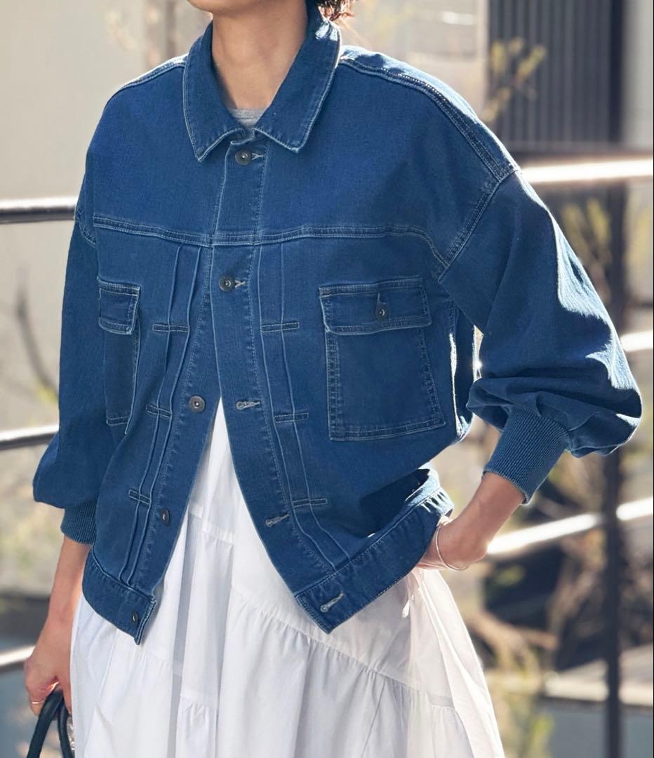 【新品タグ付】人気✴︎BEARDSLEY 袖パフGジャン　インディゴブルー