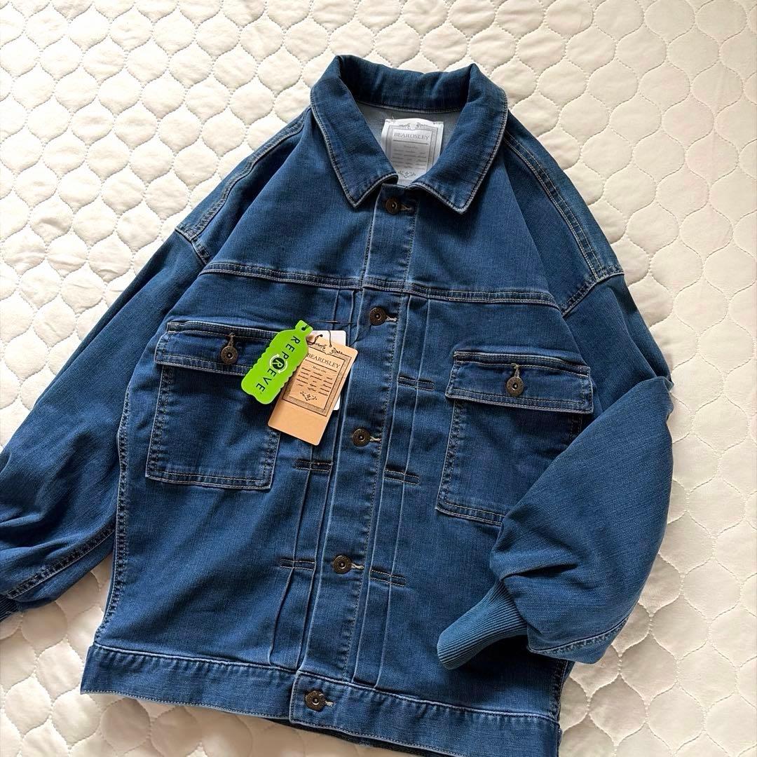 【新品タグ付】人気✴︎BEARDSLEY 袖パフGジャン　インディゴブルー