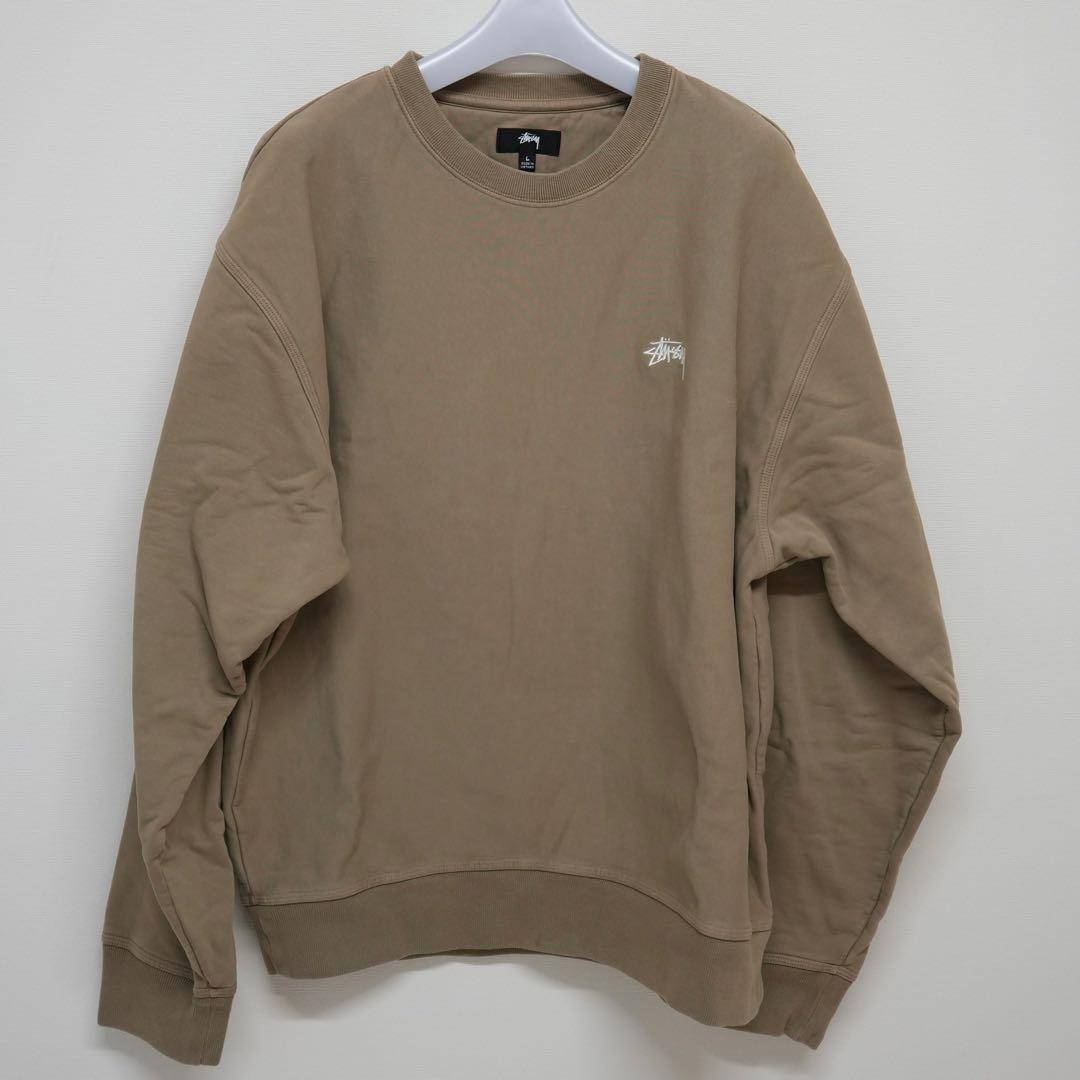 stussy スウェット　刺繍　カーキ