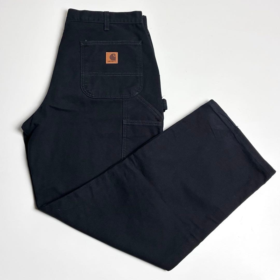【美品】カーハート/B11/ウォッシュドコットンダックペインターパンツ/ブラック