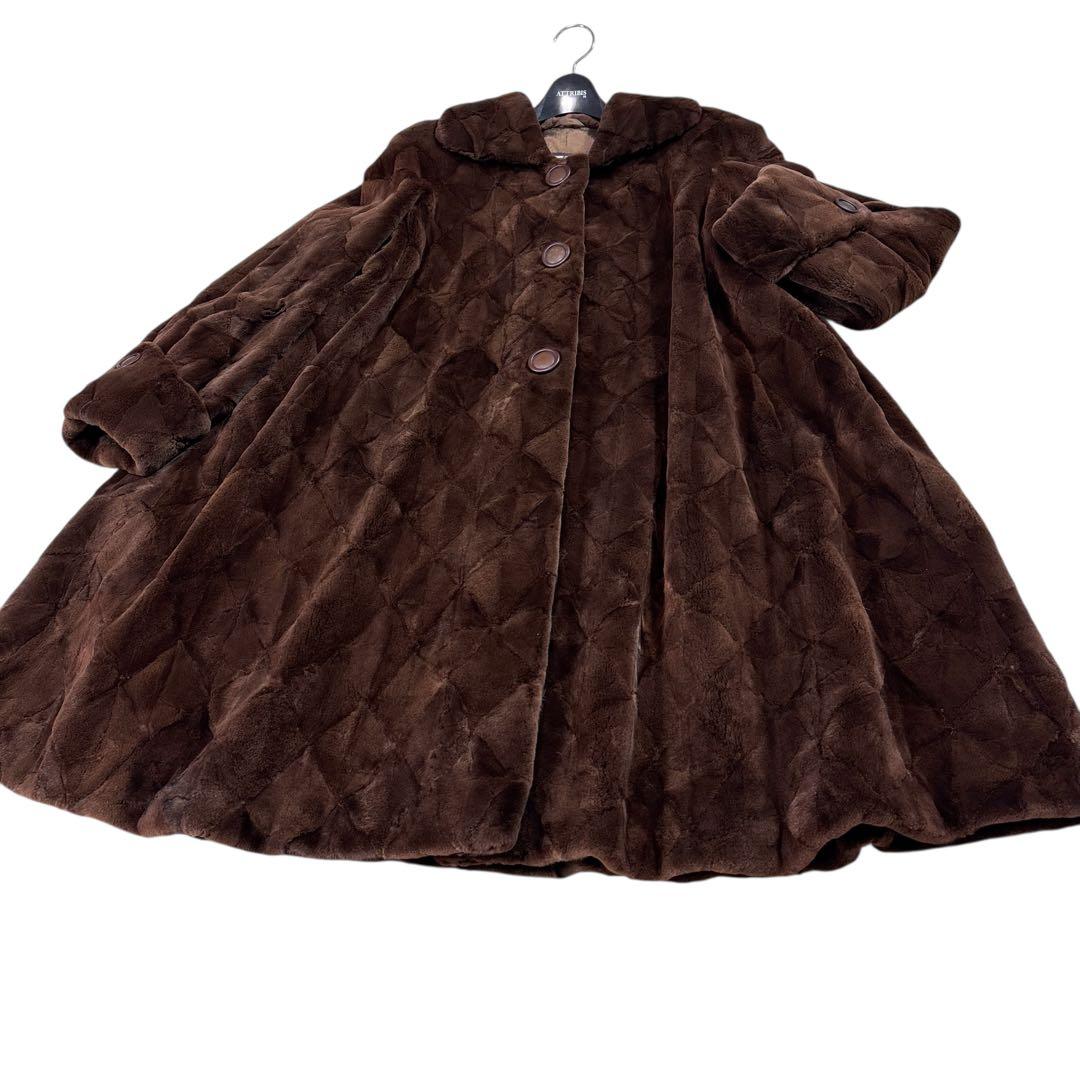 裾周り228cm EMBA シェアード ロングコート リアルファー レディース