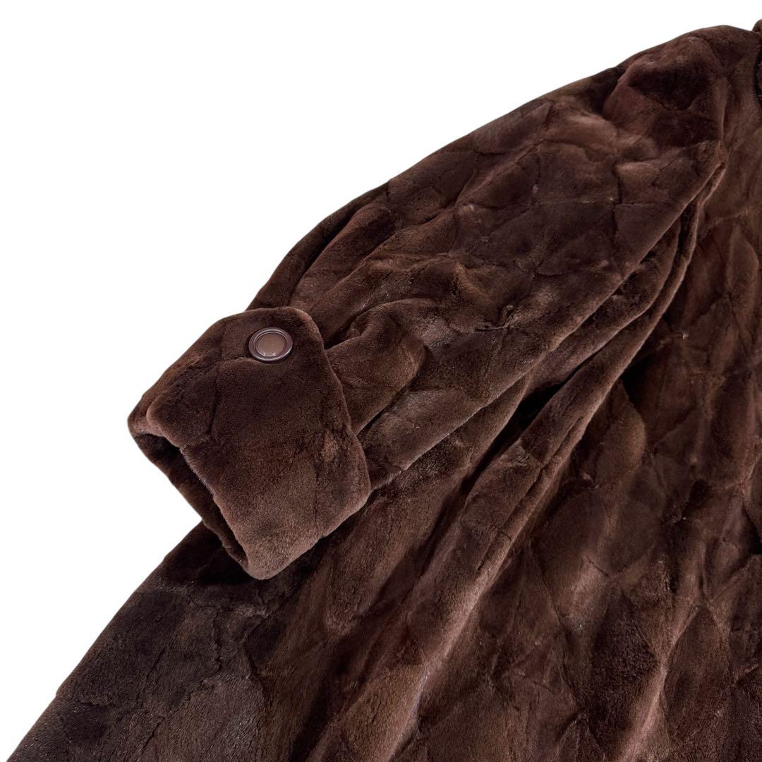 裾周り228cm EMBA シェアード ロングコート リアルファー レディース