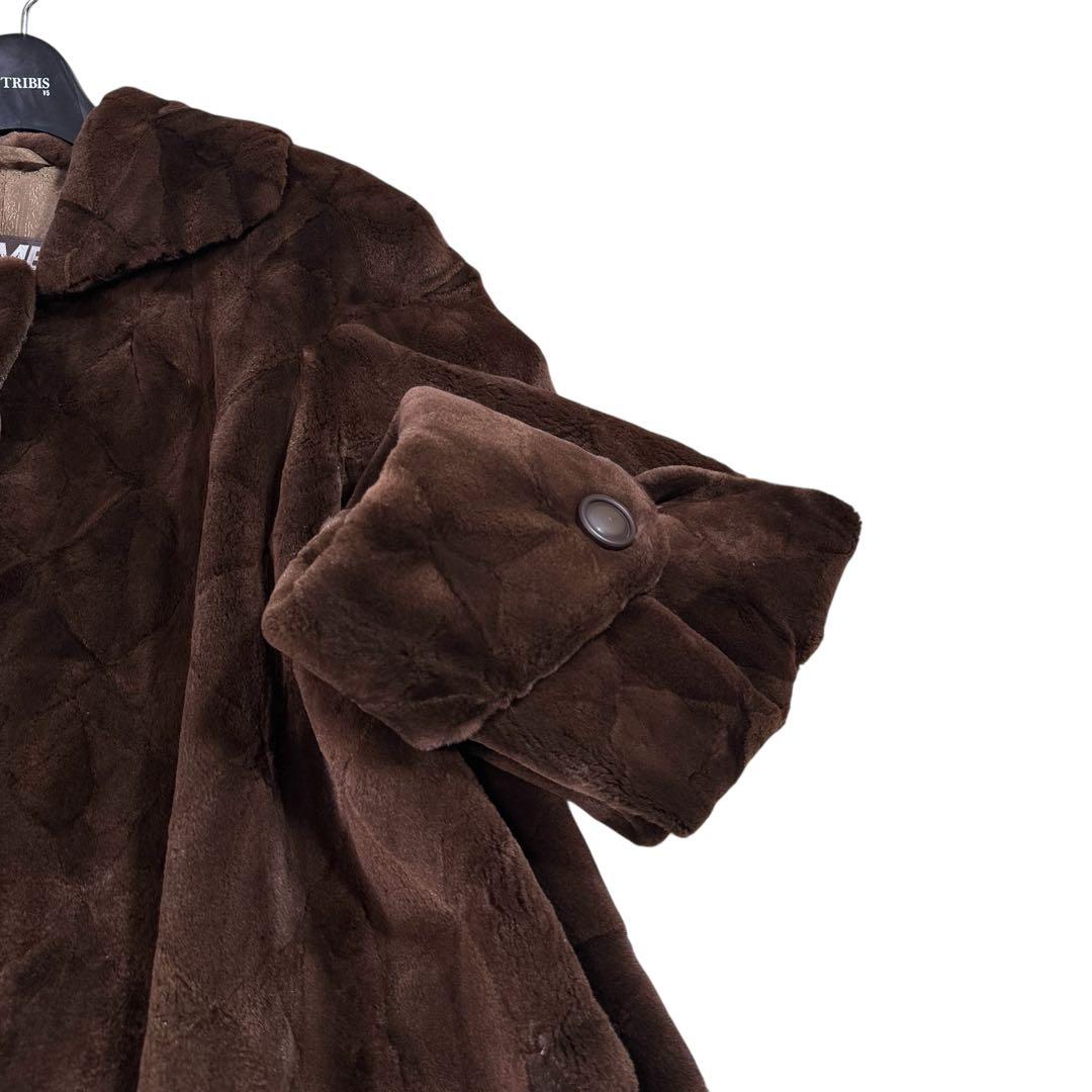 裾周り228cm EMBA シェアード ロングコート リアルファー レディース