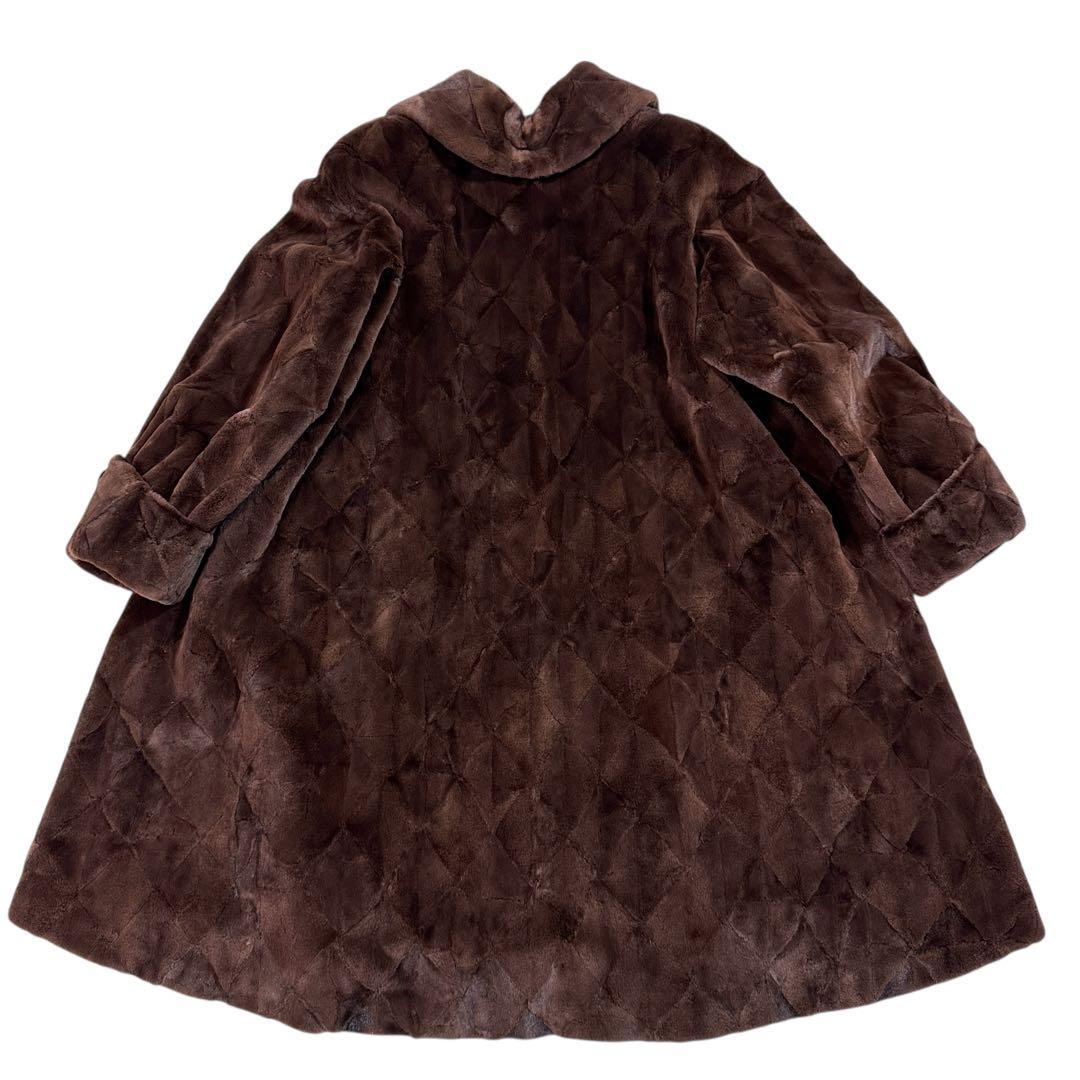 裾周り228cm EMBA シェアード ロングコート リアルファー レディース