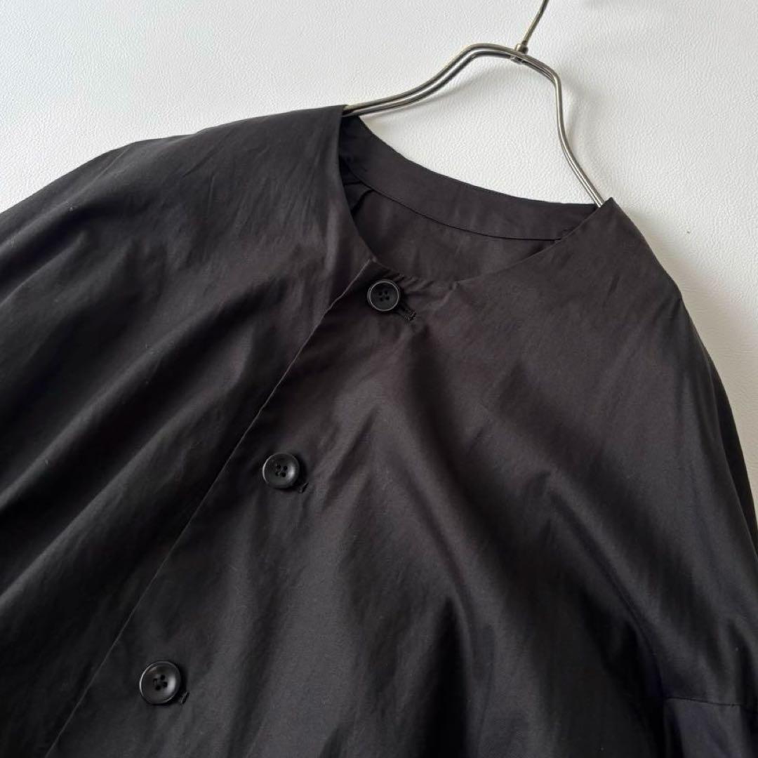 【美品】brusco.k ブルスコ ノーカラージャケット コットン ブラック