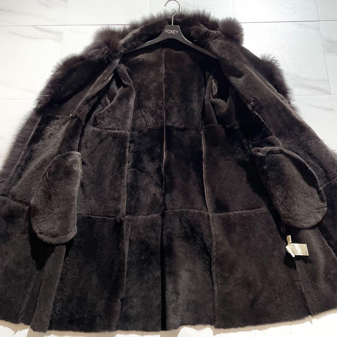 極上の逸品✨ラムレザームートン × フォックスファー ベルテッドコート42
