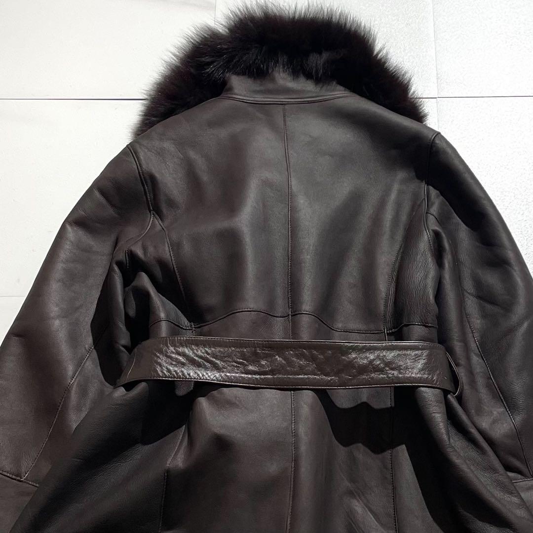 極上の逸品✨ラムレザームートン × フォックスファー ベルテッドコート42