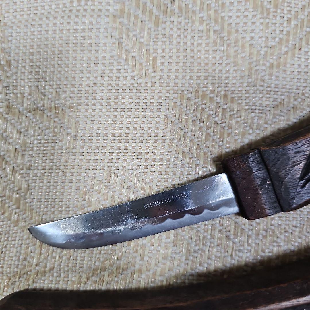 阿部尤三「マキリ」阿部紀男さんの父 アイヌ文様 木彫り