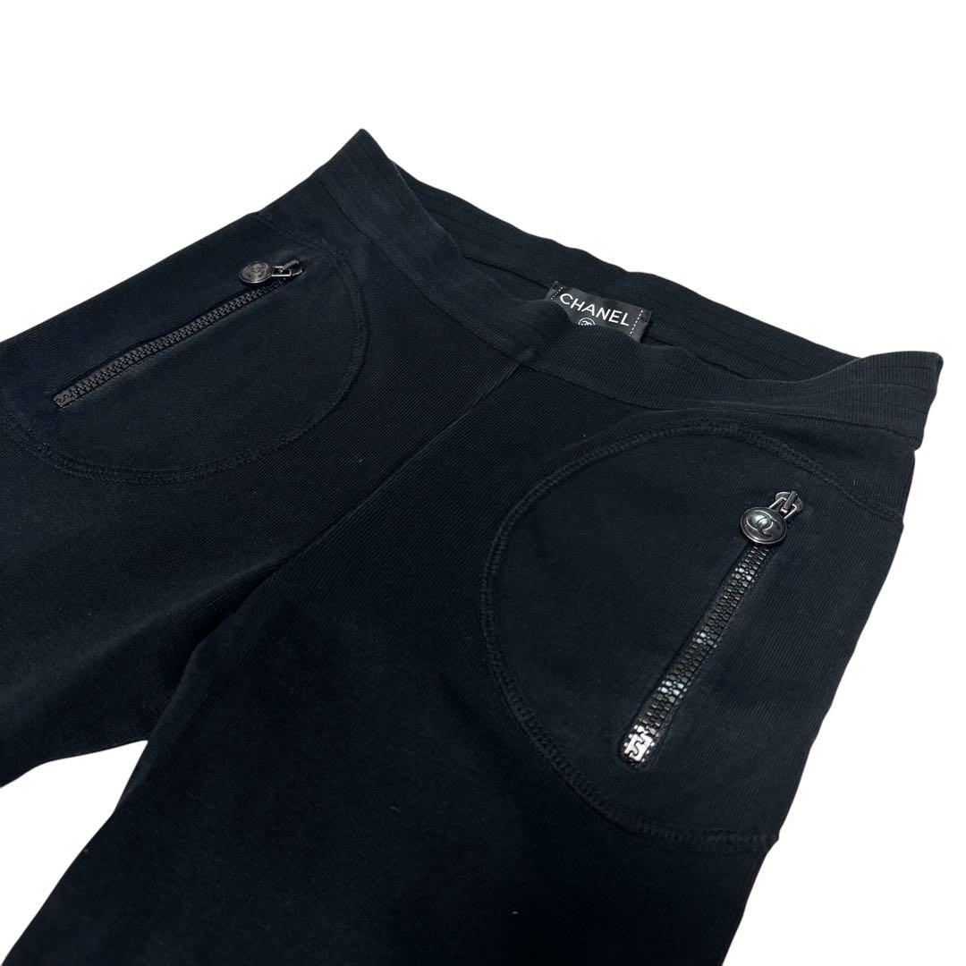 美品CHANEL シャネル ハーフ スウェットパンツ ココマーク　ブラック　38