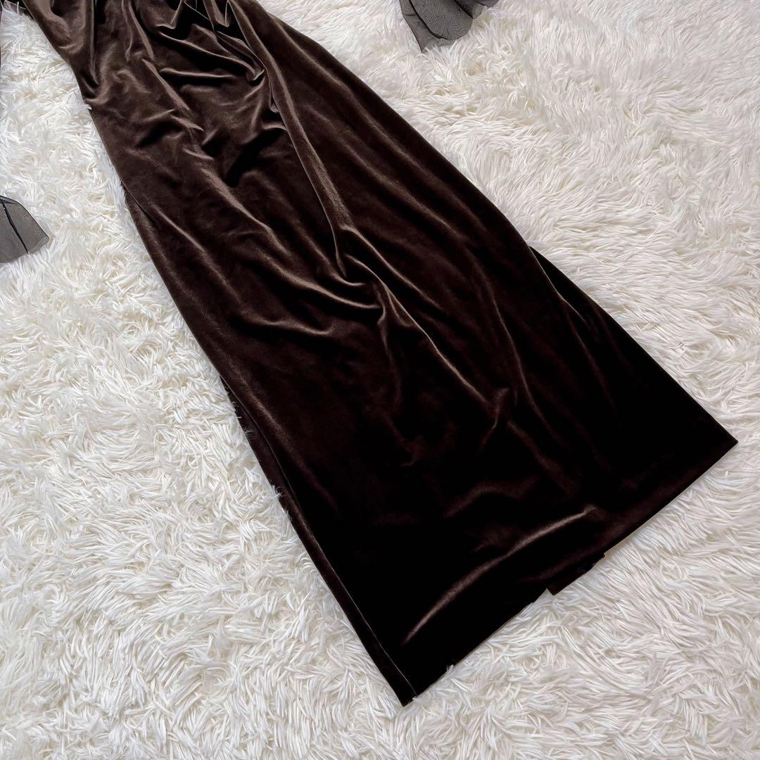 【極美品】SNIDEL シアードッキングベロアドレス　ブラウン サイズ0