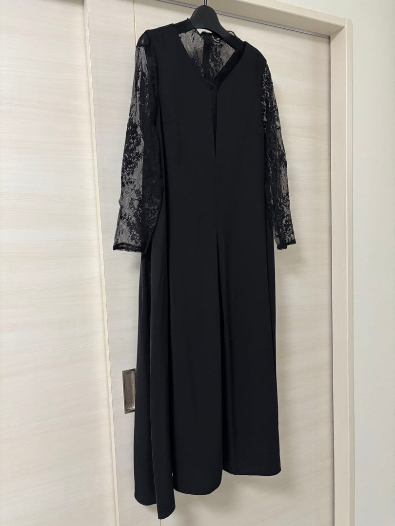 epic day メローレースAラインロングドレス　ブラック　パーティードレス