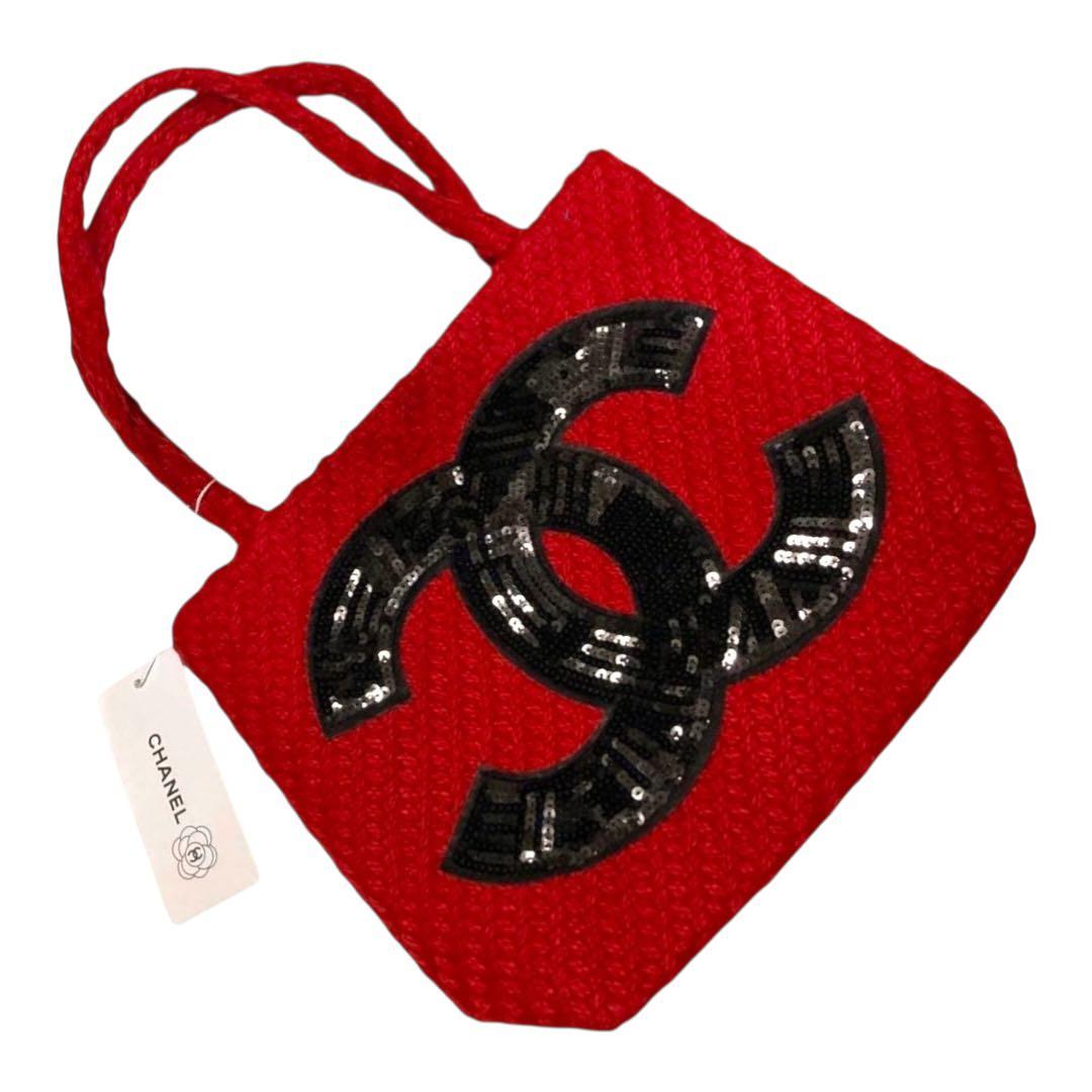 ゆ*な様 【新品未使用】 CHANEL 赤 ニット ブラック スパンコール トー