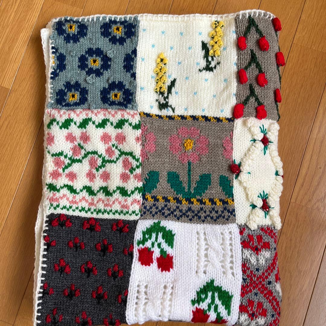 「marumamemomo」モチーフつなぎのブランケット☆ハンドメイド