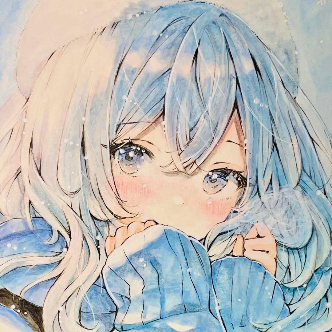 h*☆様 ♡ オリジナル　手描きイラスト　冬の女の子　Ａ４ アナログイラスト