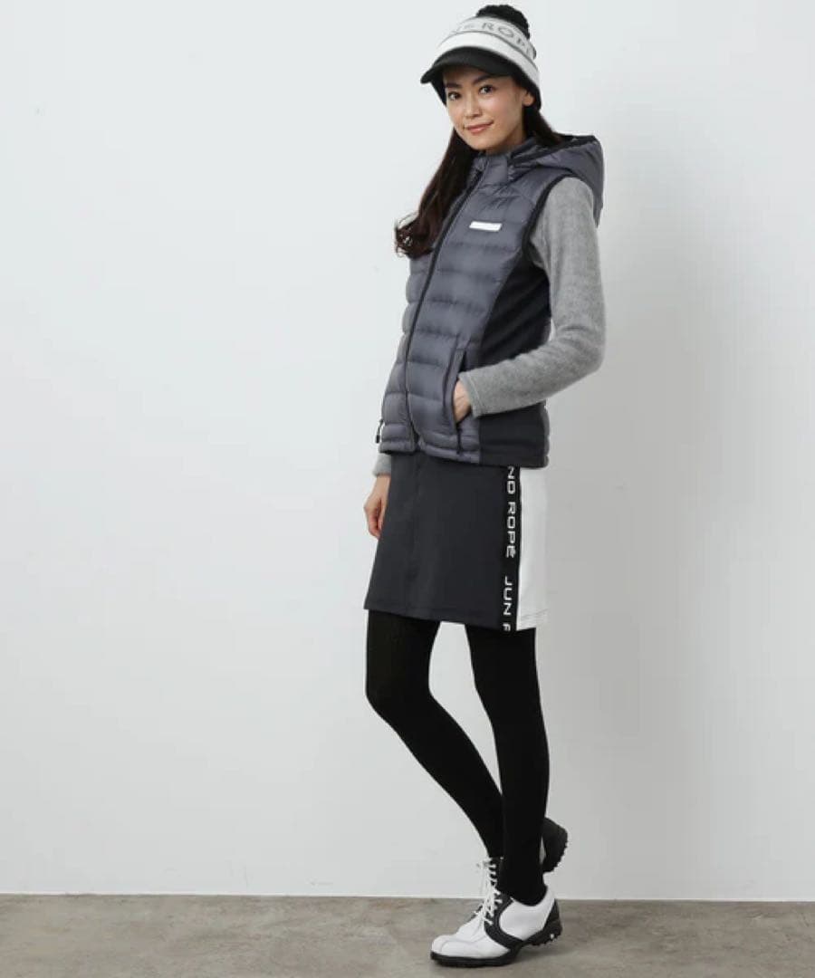 美品♡ジュンアンドロペ　ダウンベスト　ゴルフウェア　レディース　フード付き