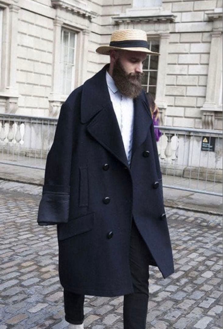 美品/メゾンマルタンマルジェラ//オーバーサイズＰコート/黒