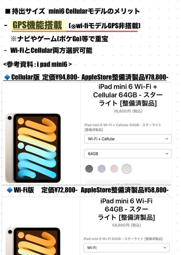 iPad mini6 Cellular 64GB 第6世代