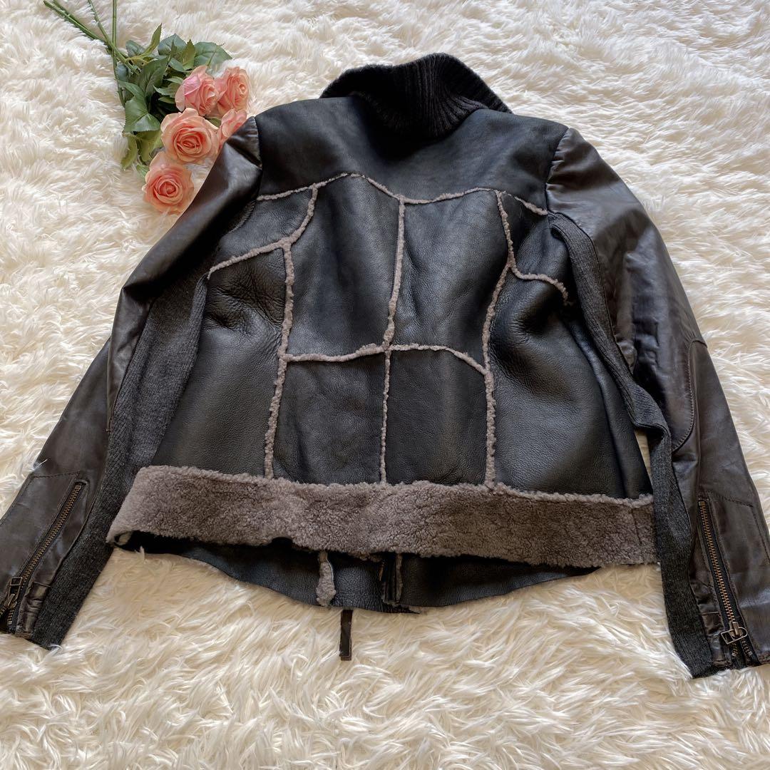 【40】美品 DW2R 羊革100% 革ジャン ラム本革ジャケット ボア