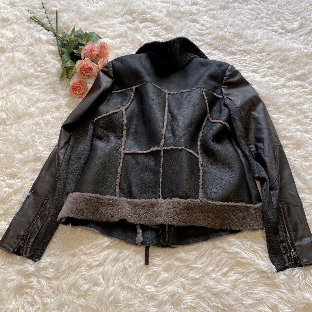 【40】美品 DW2R 羊革100% 革ジャン ラム本革ジャケット ボア