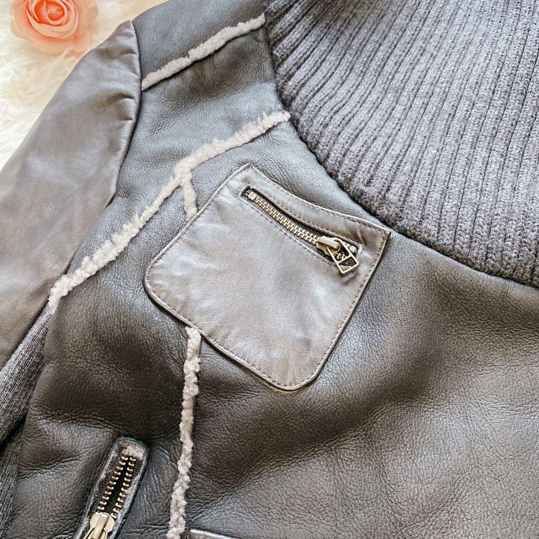 【40】美品 DW2R 羊革100% 革ジャン ラム本革ジャケット ボア