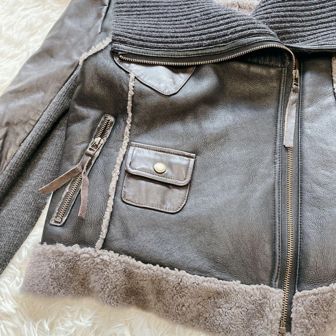 【40】美品 DW2R 羊革100% 革ジャン ラム本革ジャケット ボア