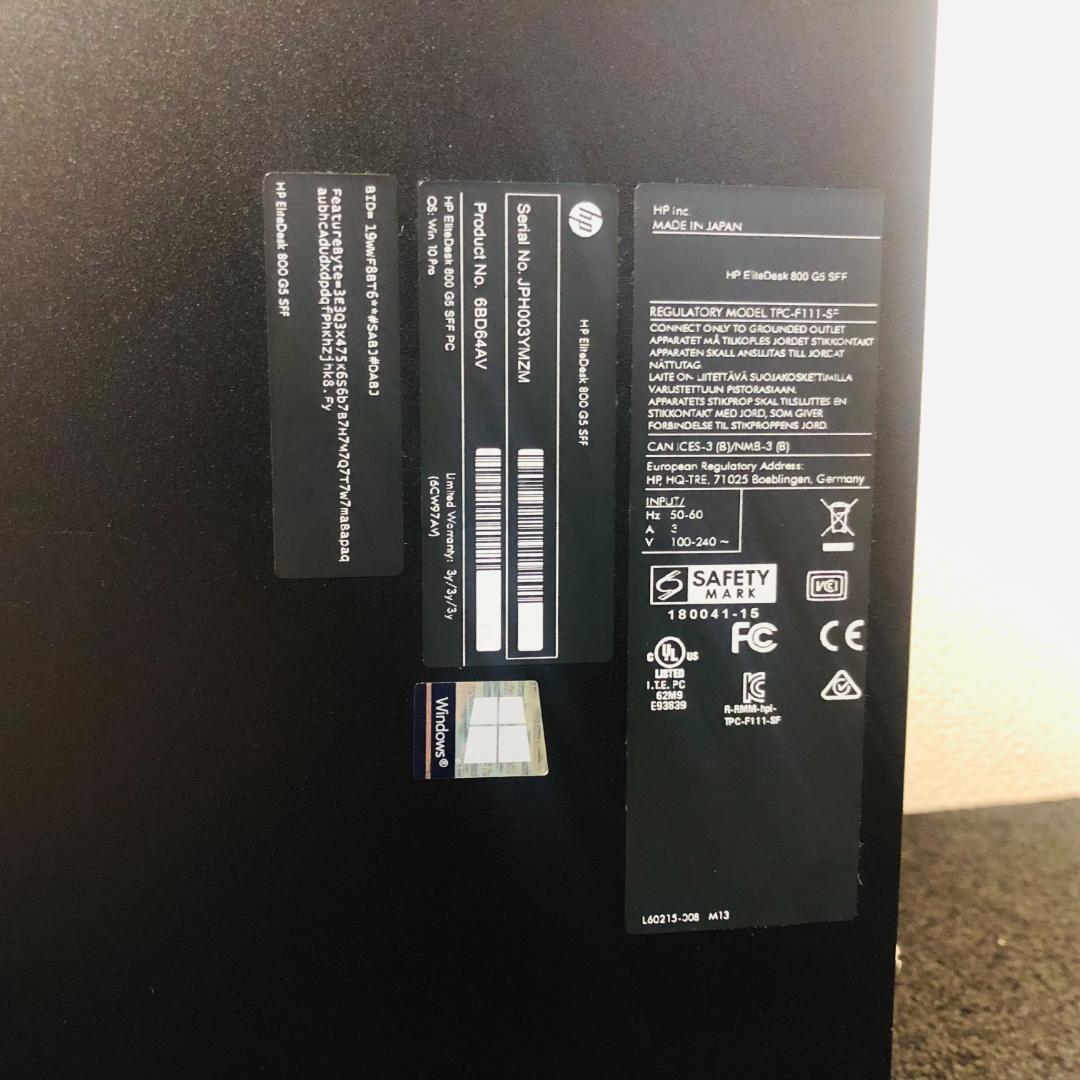 【送料無料】HP デスクトップPC EliteDesk 800 G5 SFF