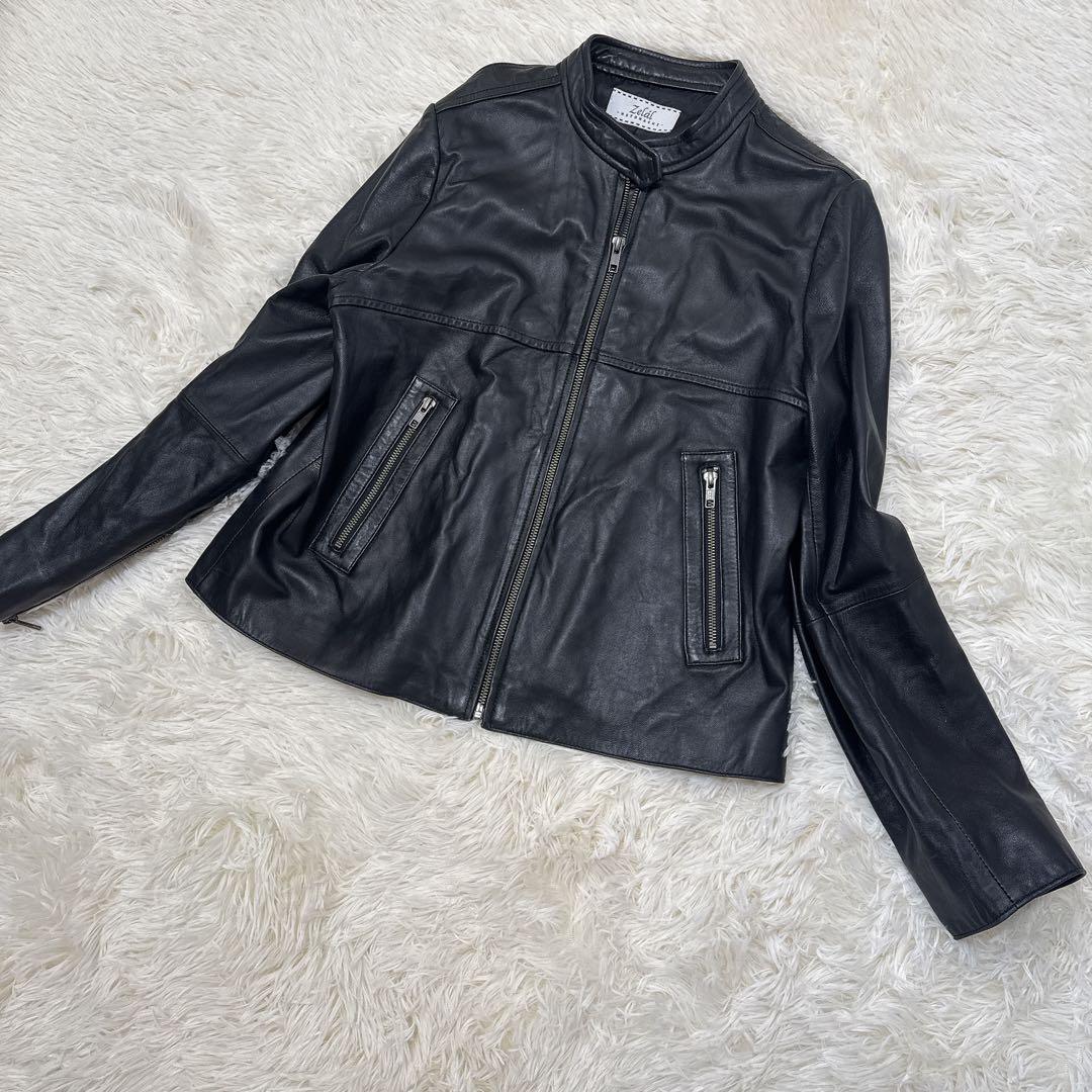 Zelal MOTOMACHI ラムレザー ライダース 15号 2XL 黒