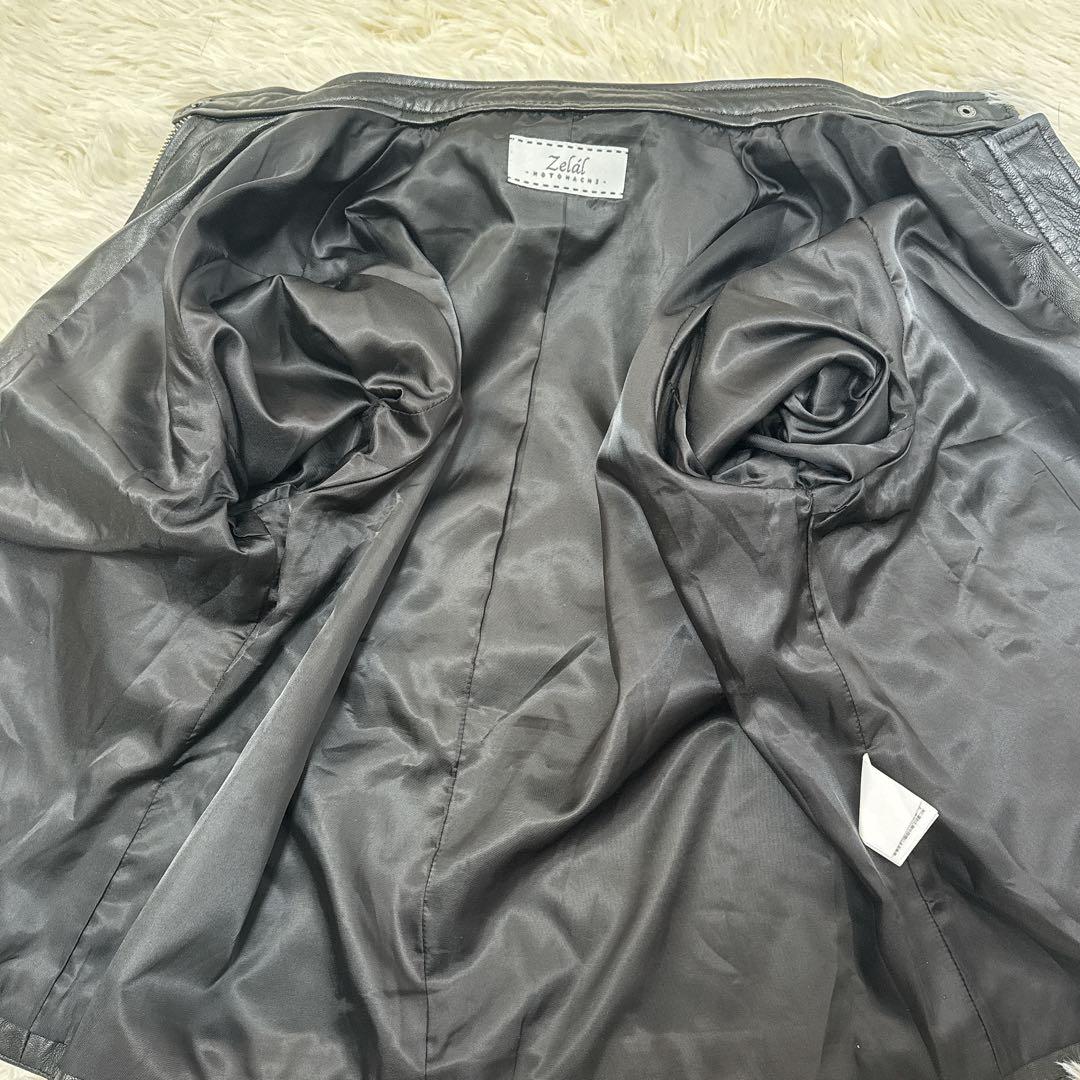 Zelal MOTOMACHI ラムレザー ライダース 15号 2XL 黒