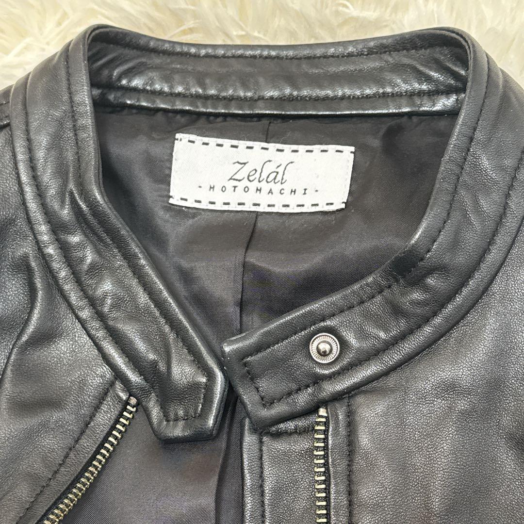 Zelal MOTOMACHI ラムレザー ライダース 15号 2XL 黒