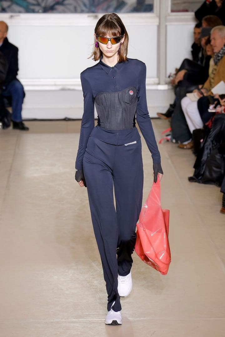 【MARINE SERRE】 NAVY Padded Bustier