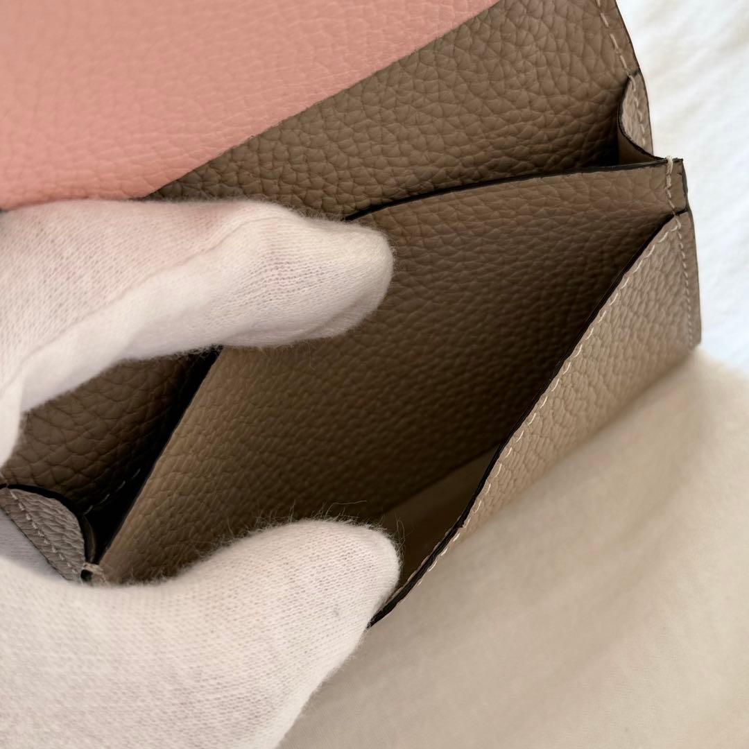 極美品 ボナベンチュラ カードケース 名刺入れ グレージュ シュリンクレザー