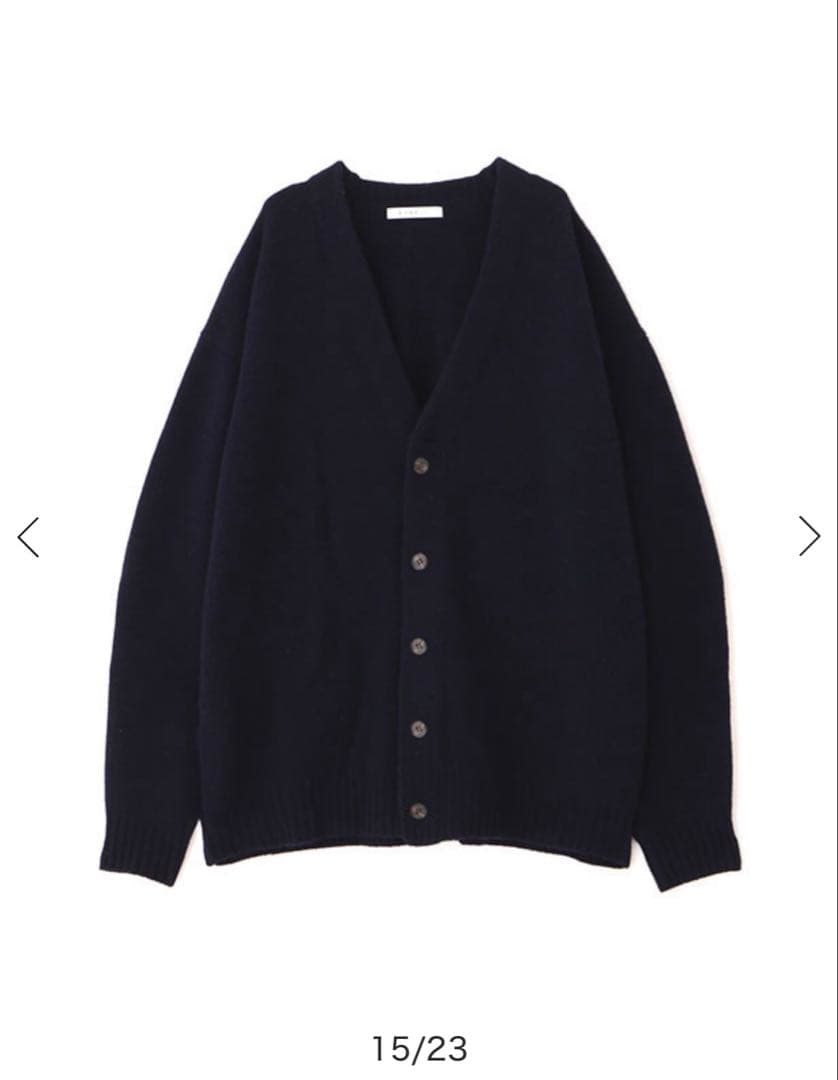 ミドルゲージＶネックニットカーディガン　エトレ　ネイビー
