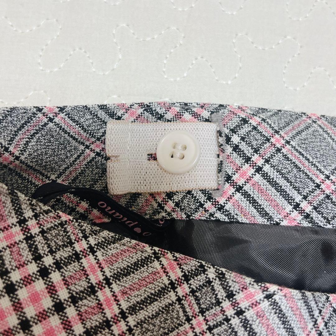 美品　希少　メゾピアノ　チェック柄フォーマルスーツ　卒服　ハート　150