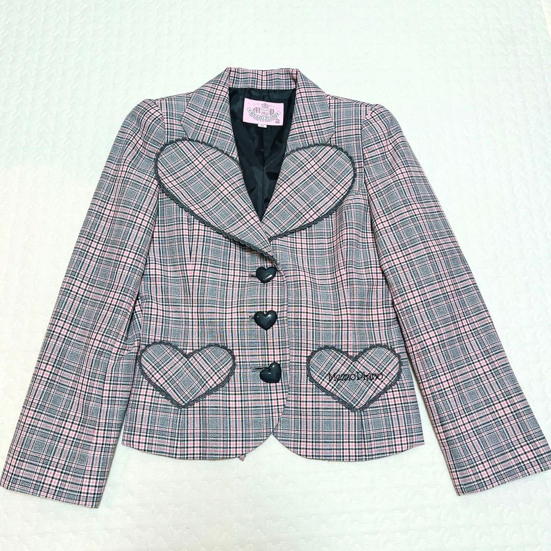 美品　希少　メゾピアノ　チェック柄フォーマルスーツ　卒服　ハート　150
