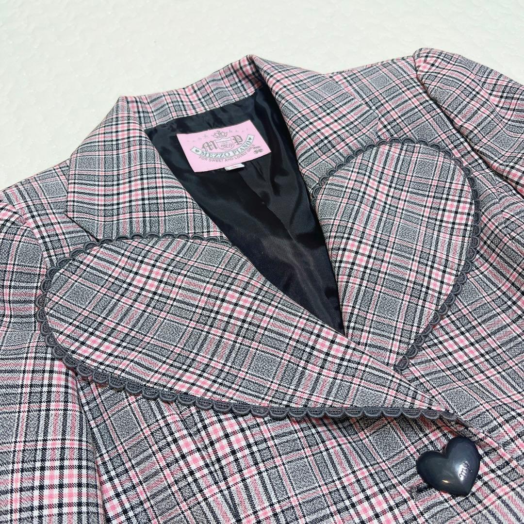 美品　希少　メゾピアノ　チェック柄フォーマルスーツ　卒服　ハート　150