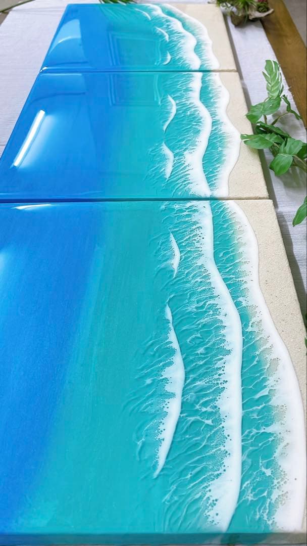 海のレジンアート・3連パネル