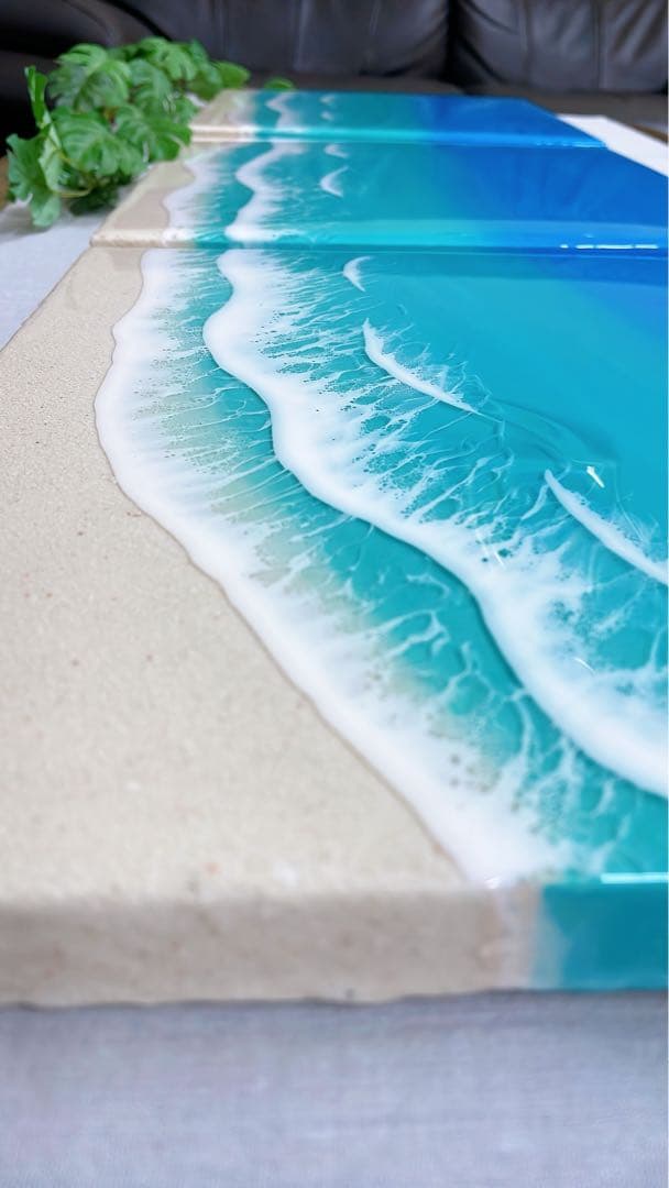 海のレジンアート・3連パネル