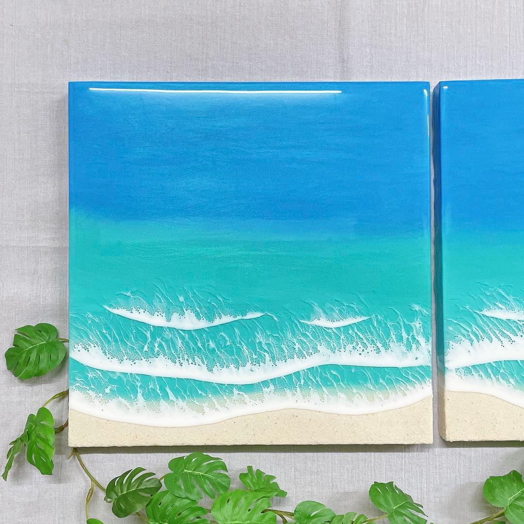 海のレジンアート・3連パネル