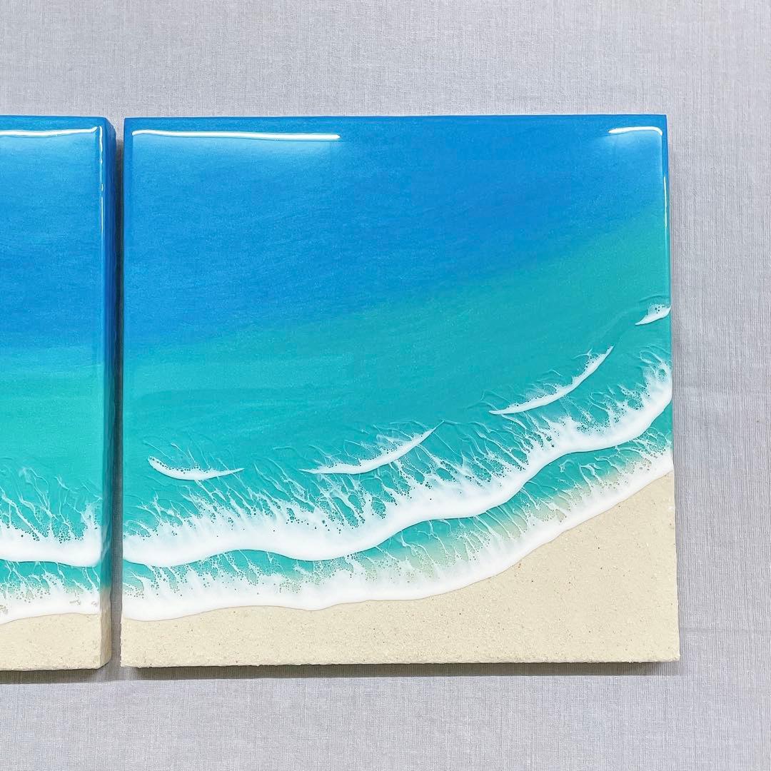 海のレジンアート・3連パネル