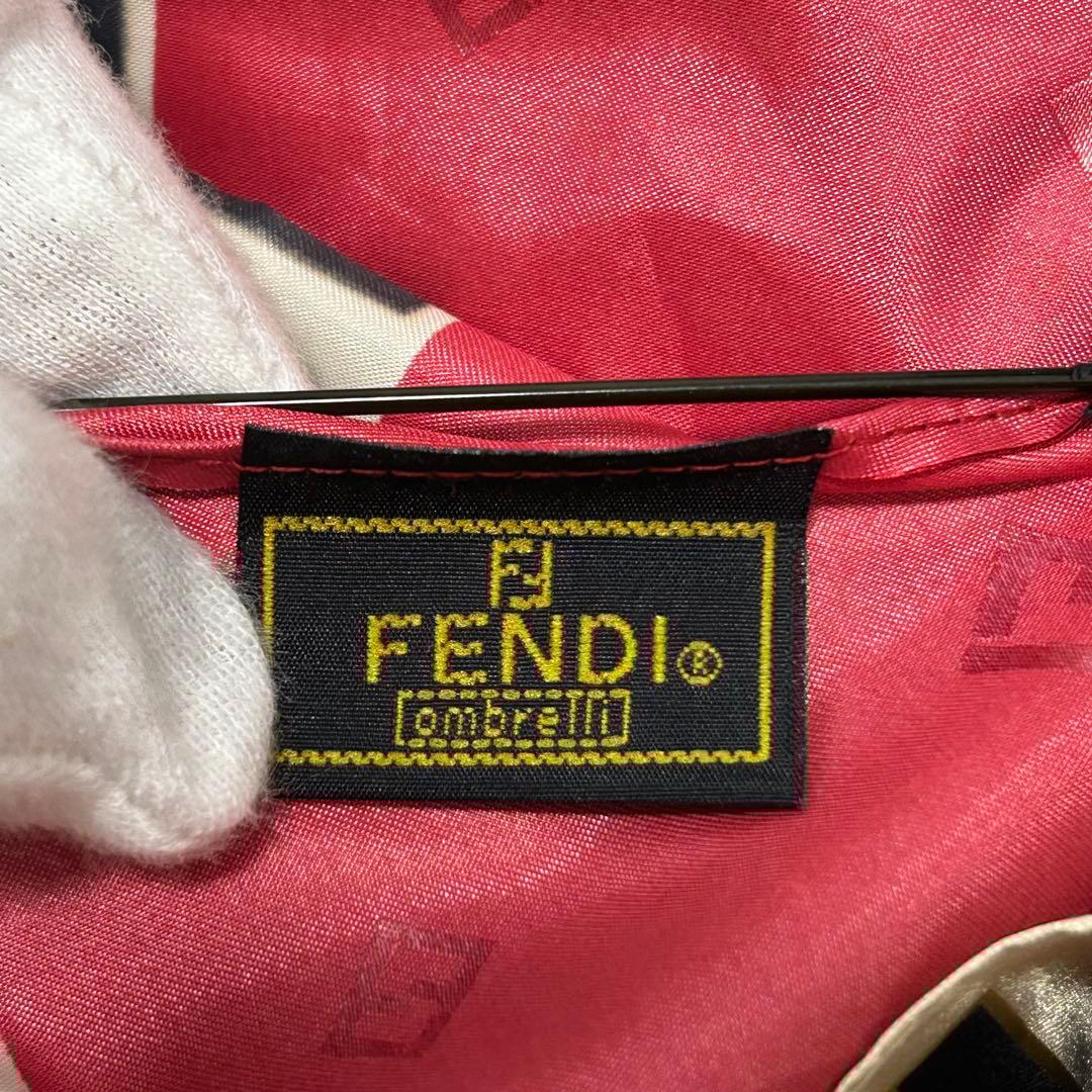 FENDI フェンディ ロゴ入り 折りたたみ傘 レッド 赤 ズッカ柄