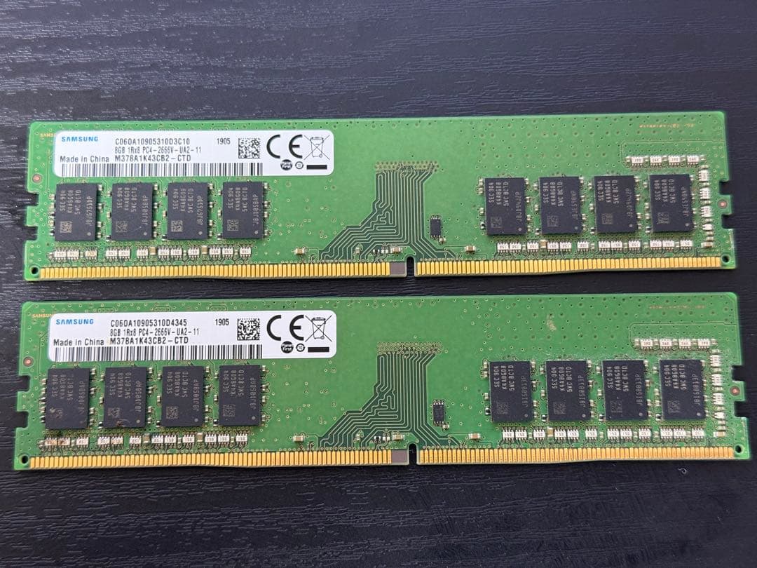 Samsung DDR4 8GB*2枚 メモリ