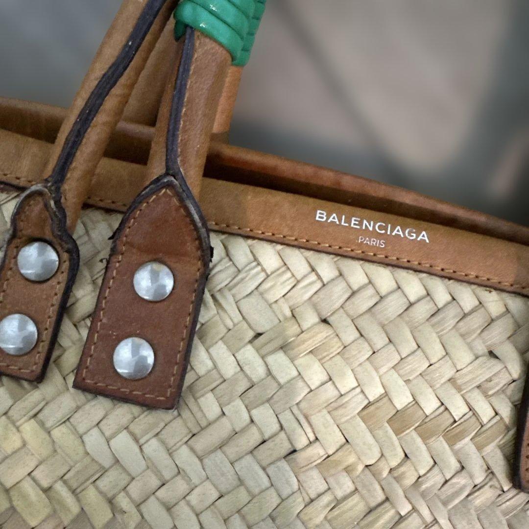 BALENCIAGA かごバッグ ナチュラル/グリーン