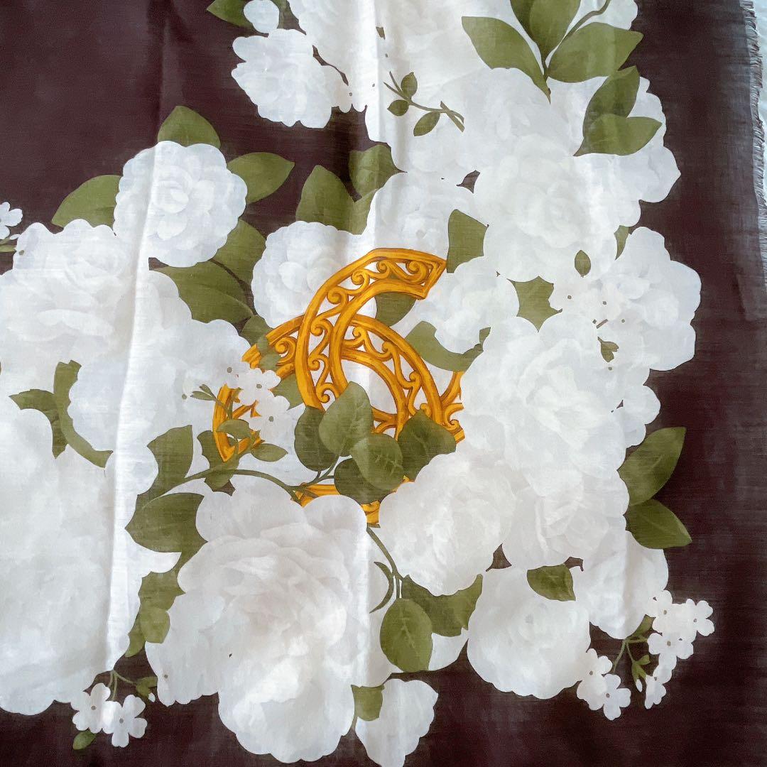 希少✨美品【CHANEL】ココマーク カメリア シルク カシミア 大判スカーフ