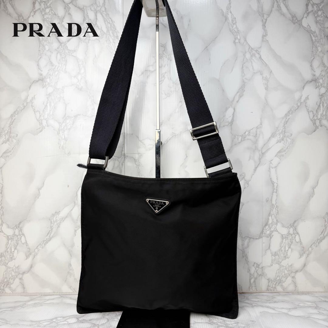 041 美品 PRADA サコッシュ ショルダーバッグ 斜めがけ 黒 iq5